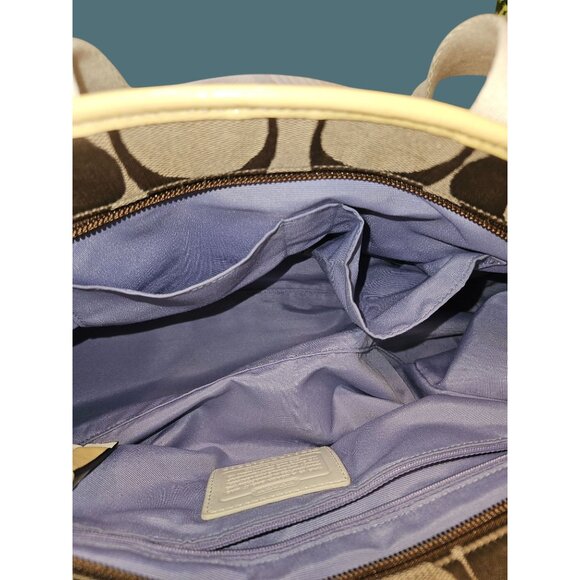 Coach Soho Daisy Signature Logo Tote Shoulder Bag Khaki Yellow - Picture 10 of 16